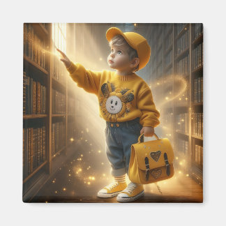 Íman Na biblioteca - ímã amarelo