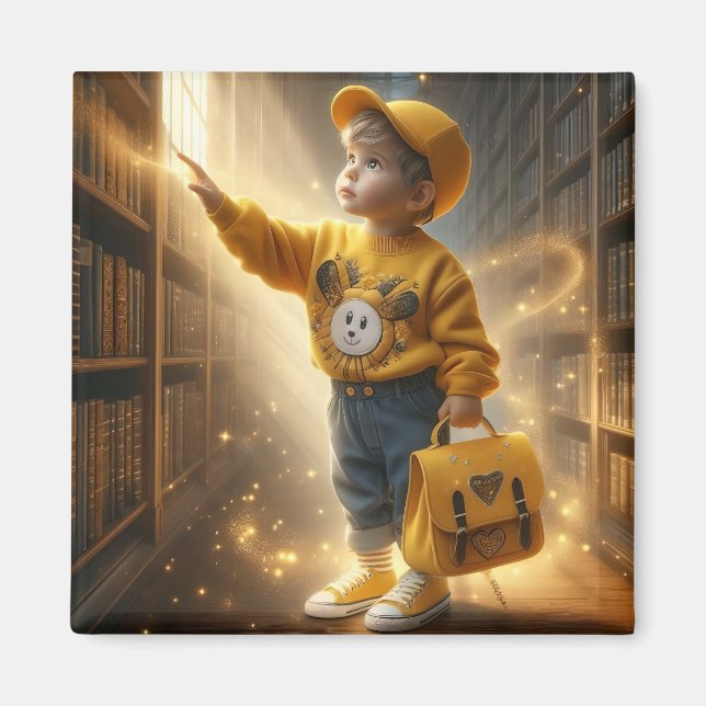 Íman Na biblioteca - ímã amarelo (Frente)