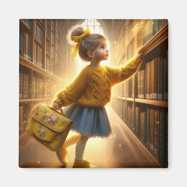 Íman Na biblioteca - ímã amarelo (Frente)