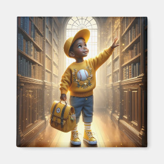 Íman Na biblioteca - ímã amarelo
