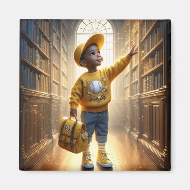 Íman Na biblioteca - ímã amarelo (Frente)