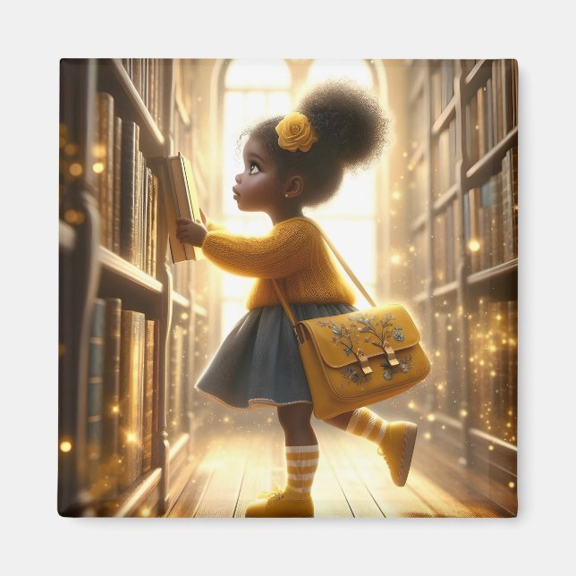 Íman Na Biblioteca - ímã Amarelo (Frente)