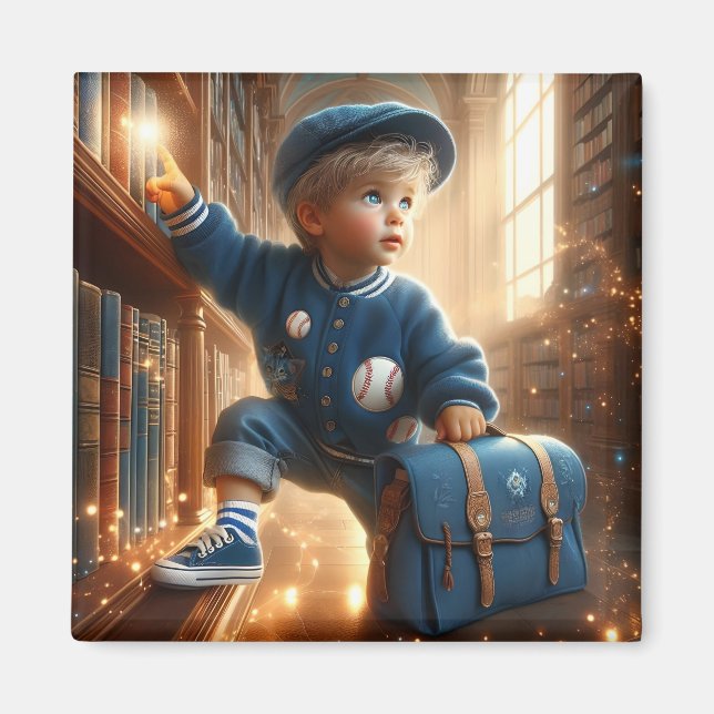 Íman Na Biblioteca - Ímã Azul (Frente)