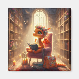 Íman Na Biblioteca - Laranja Dragão Magnet