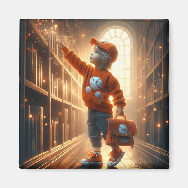 Íman Na Biblioteca - Laranja Magnet (Frente)