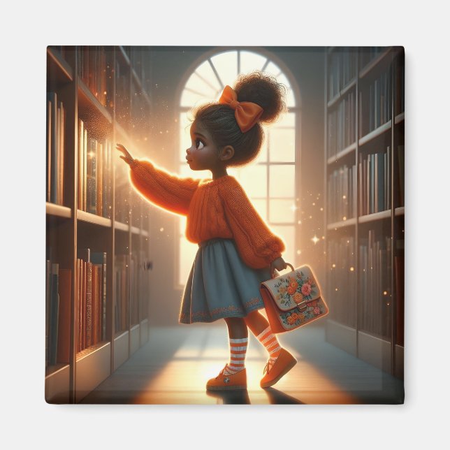 Íman Na Biblioteca - Laranja Magnet (Frente)