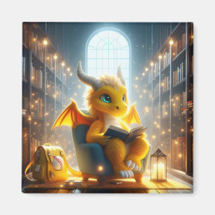 Íman Na Biblioteca - Magneta de Dragão Amarelo