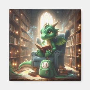 Íman Na Biblioteca - Magneta do Dragão Verde