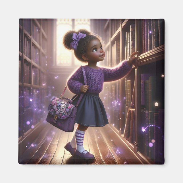 Íman Na Biblioteca - Magneta Roxo (Frente)