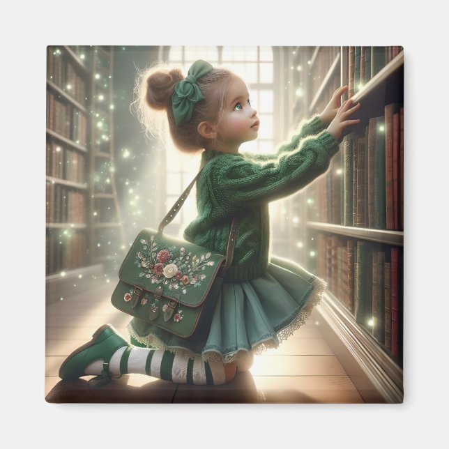 Íman Na Biblioteca - Magneta Verde (Frente)