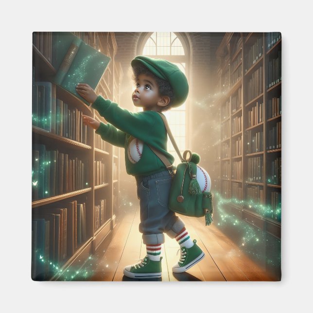 Íman Na Biblioteca - Magneta Verde (Frente)