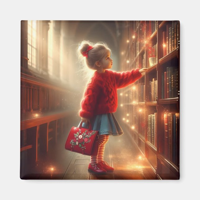 Íman Na Biblioteca - Magneta Vermelha (Frente)