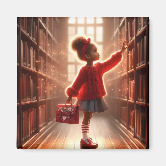 Íman Na Biblioteca - Magneta Vermelha (Frente)