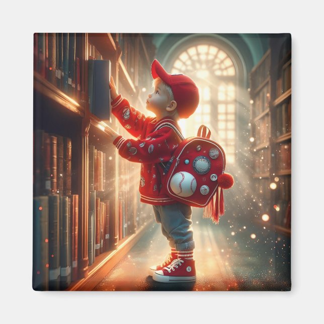 Íman Na Biblioteca - Magneta Vermelha (Frente)