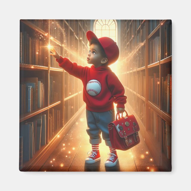 Íman Na Biblioteca - Magneta Vermelha (Frente)