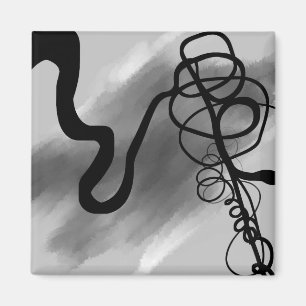Íman Na grade: Cinza Abstrato, Preto e Branco