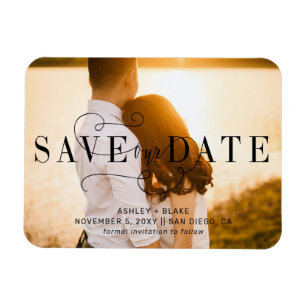 Íman Na moda Calligraphy Photo Save the Date