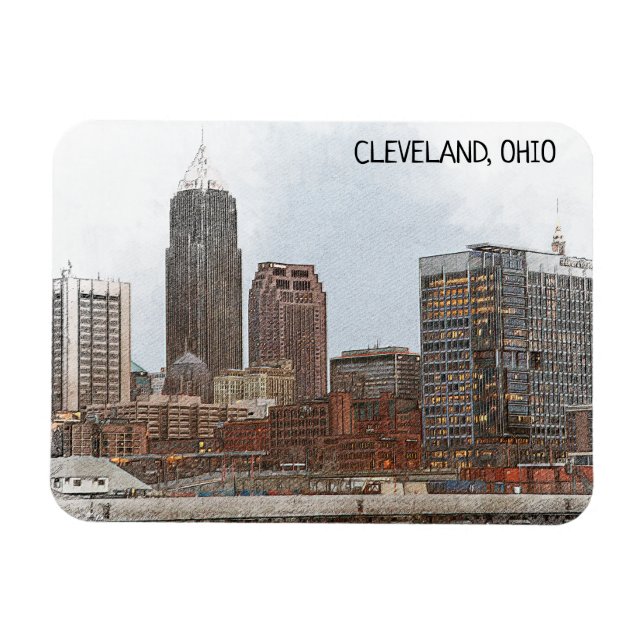 Íman Na moda Cleveland Ohio Skyline View (Horizontal)