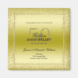 Íman Na moda Dourado Confetti 50º Casamento Salvar a D