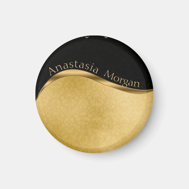 Íman Na moda moderno, preto e Dourado (Frente)