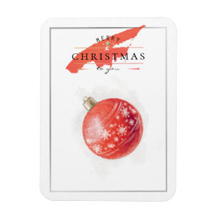 Íman Na moda Watercolor, Árvore Natal, Bola Vermelha