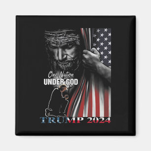 Íman Nação Sob Deus Trump 2024 God American Flag 1