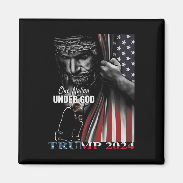 Íman Nação Sob Deus Trump 2024 God American Flag 1 (Frente)