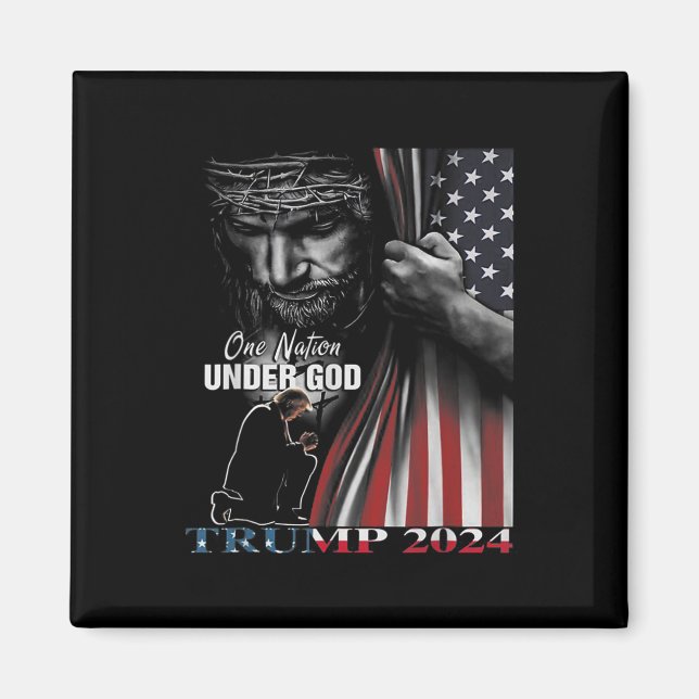 Íman Nação Sob Deus Trump 2024 God American Flag 1 (Frente)