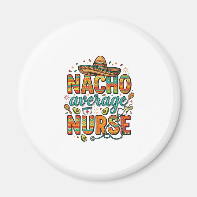 Íman Nacho Enfermeira Média Fiesta Vector Camisa Design (Frente)