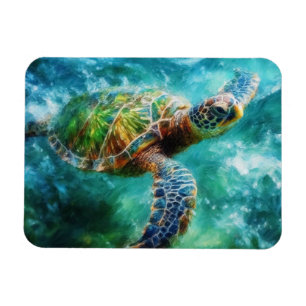 Íman Nadação de Aquarelas Turtle do Mar Flexível