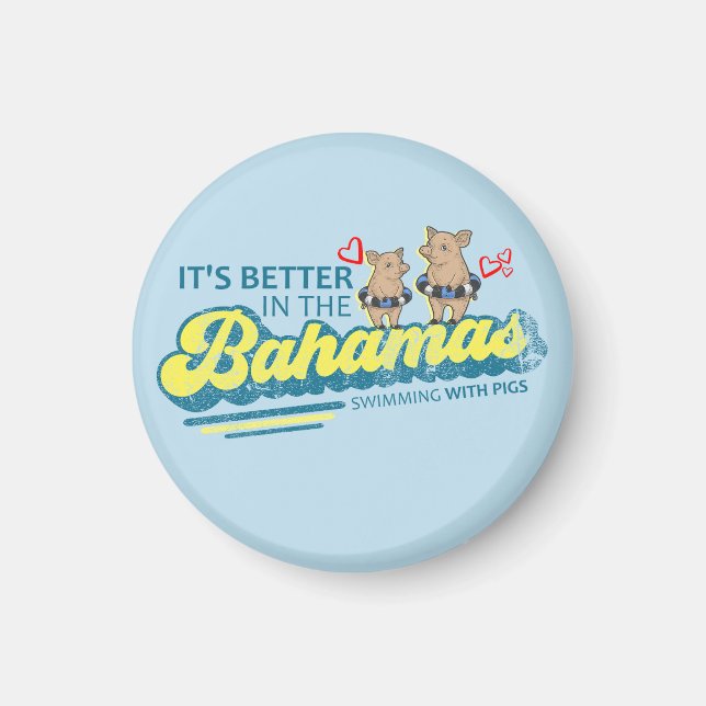 Íman Nadadores Porcos Bahamas Cruzeiro de Vacinas com M (Frente)