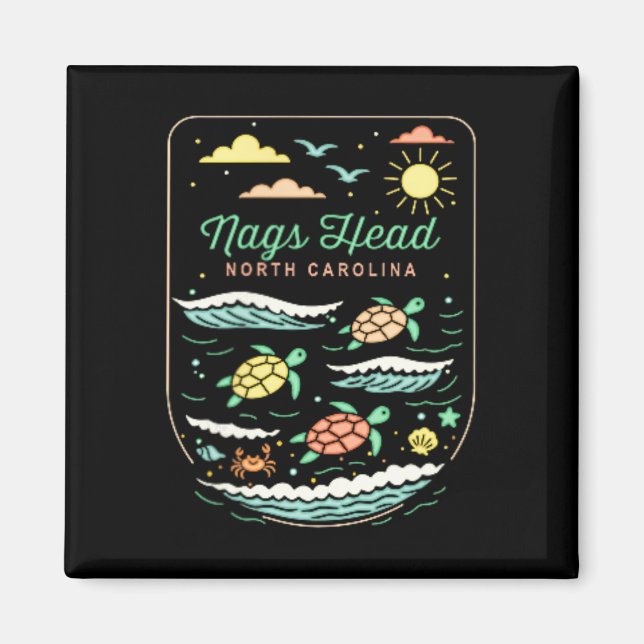Íman Nags Head Nc Cute Beach Vacation Sea Turtle Lover  (Frente)
