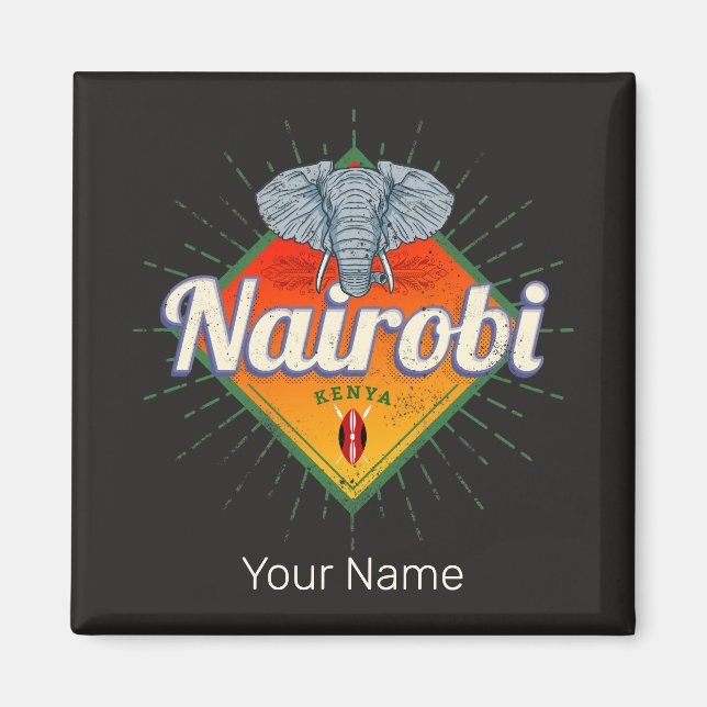 Íman Nairobi Capital Kenya Elephant Vintage Africa (Frente)