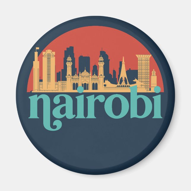 Íman Nairobi Kenya City Skyline Vintage Cityscape (Frente)