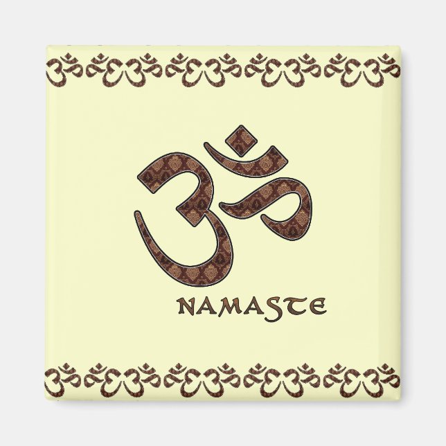 Íman Namaste com Símbolo Om Castanho e Creme (Frente)
