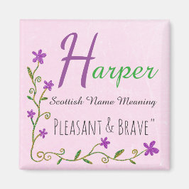 Íman Name Magnet: Harper, Pleasant & Brave