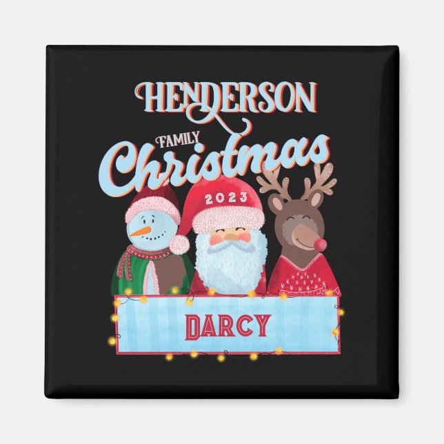 Íman Name Year Matching Santa Family Christmas T Shirt  (Frente)