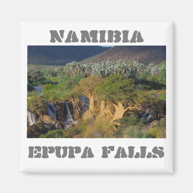 Íman Namíbia Kunene Rio Epupa cai na paisagem Baobás (Frente)