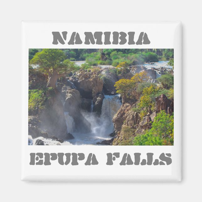 Íman Namíbia Kunene Rio Epupa cai na paisagem Baobás (Frente)