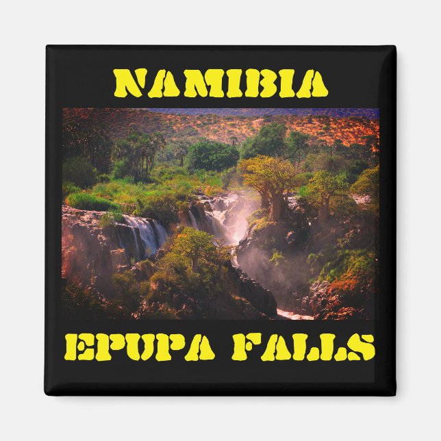 Íman Namíbia Kunene Rio Epupa cai na paisagem Baobás (Frente)