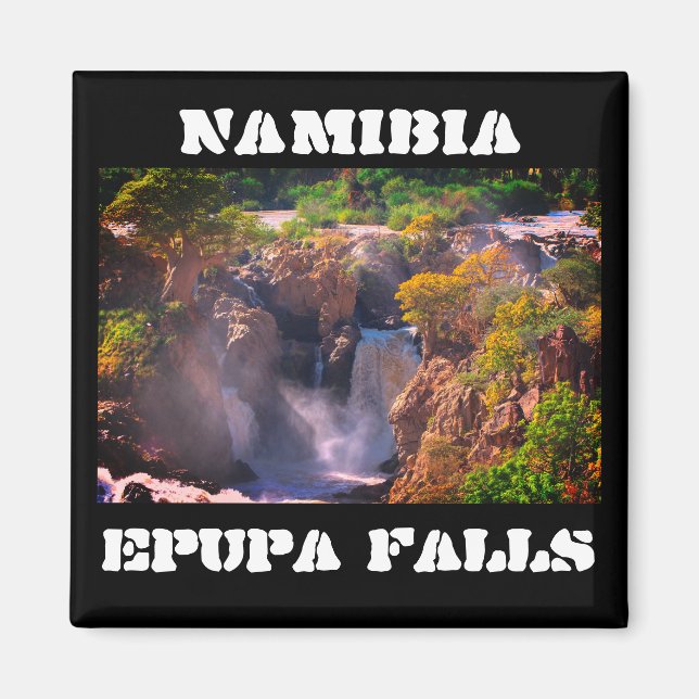 Íman Namíbia Kunene Rio Epupa cai na paisagem Baobás (Frente)