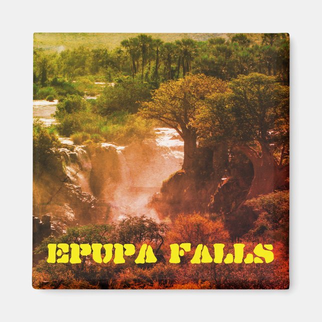 Íman Namíbia Kunene Rio Epupa cai na paisagem Baobás (Frente)