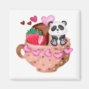 Íman Namorados Amor Panda Mug Square Magnet