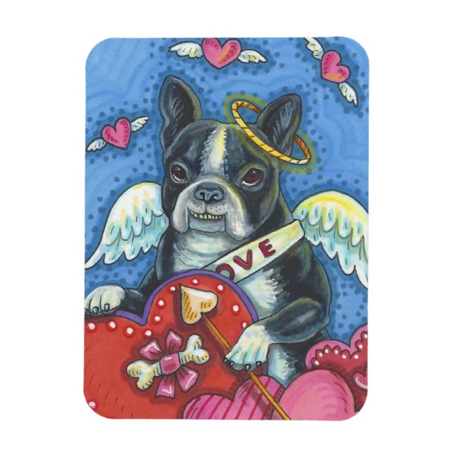 Íman Namorados de Boston Terrier Cupid DOG MAGNET (Vertical)
