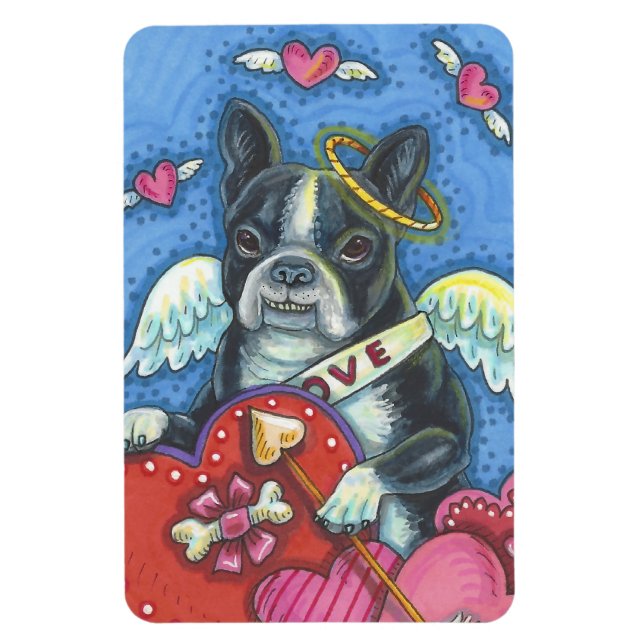 Íman Namorados de Boston Terrier Cupid DOG MAGNET Grand (Vertical)