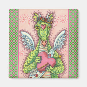 ÍMAN NAMORADOS DE FANTASIA CUPID DRAGON, CORAÇÃO E SETA