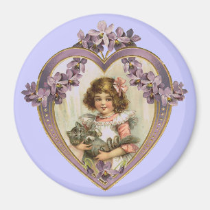 Íman Namorados Vintage Garota e Gatinho