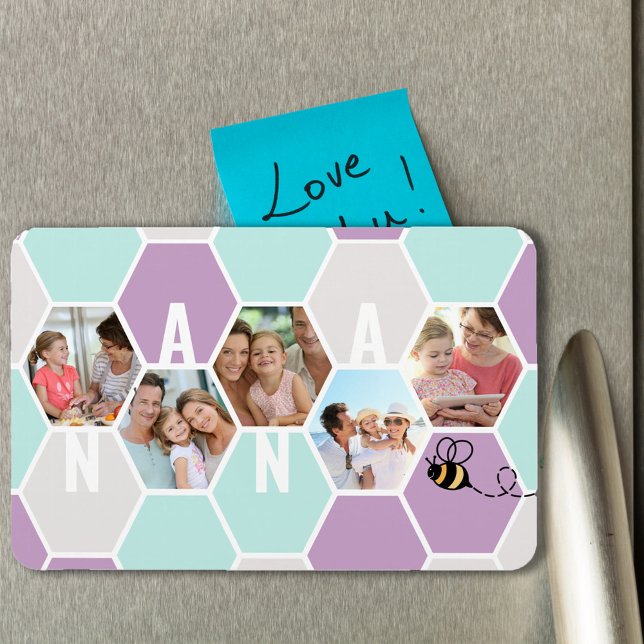 Íman Nana 5 Photo Collage 4 - Letra Bonito Honeycomb (Criador carregado)