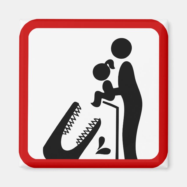 Íman Não alimente a filha ao sinal de zoológico de croc (Frente)