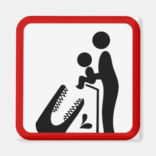 Íman Não alimente o bebê ao sinal de zoológico de croco